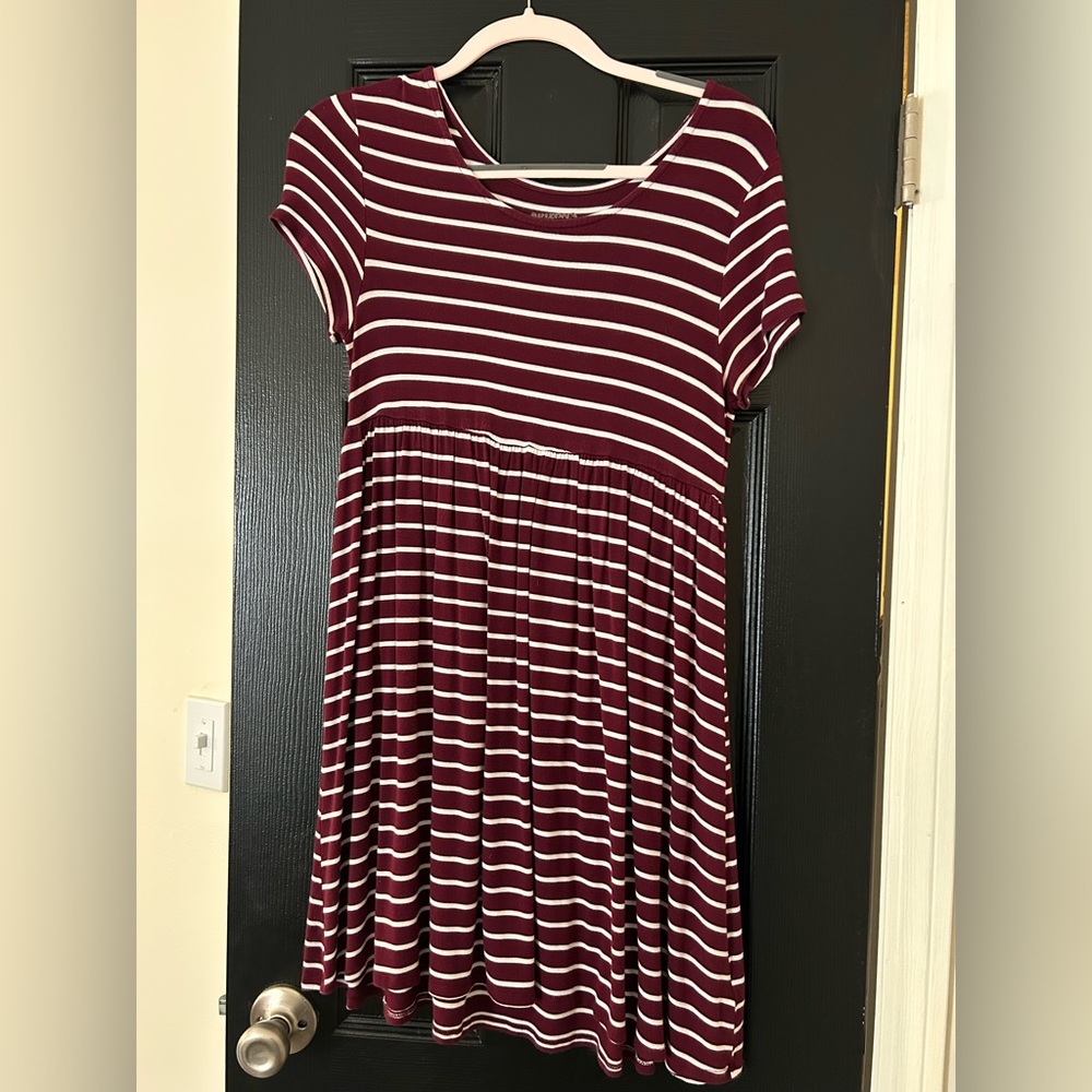 Arizona Jean Company Burgundy and White Striped Dress